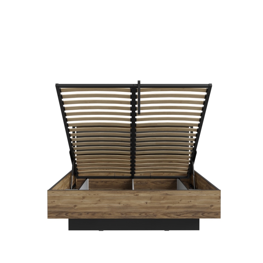 Divguļamā gulta OREN 160x200 cm ar uzglabāšanas nodalījumu, brūna/melna