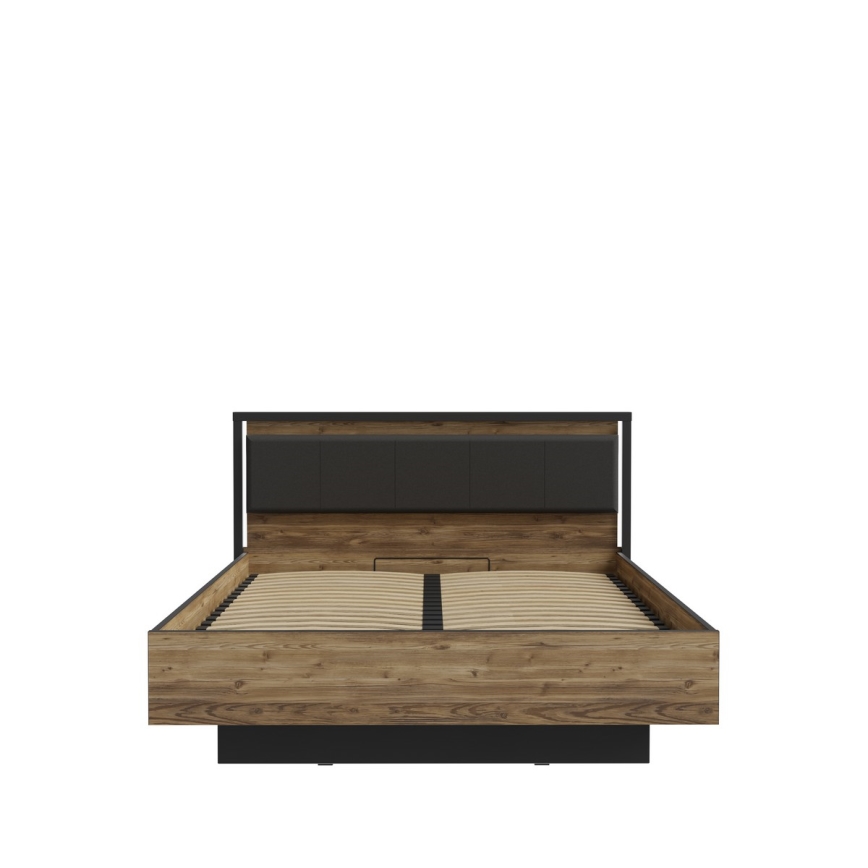 Divguļamā gulta OREN 160x200 cm ar uzglabāšanas nodalījumu, brūna/melna