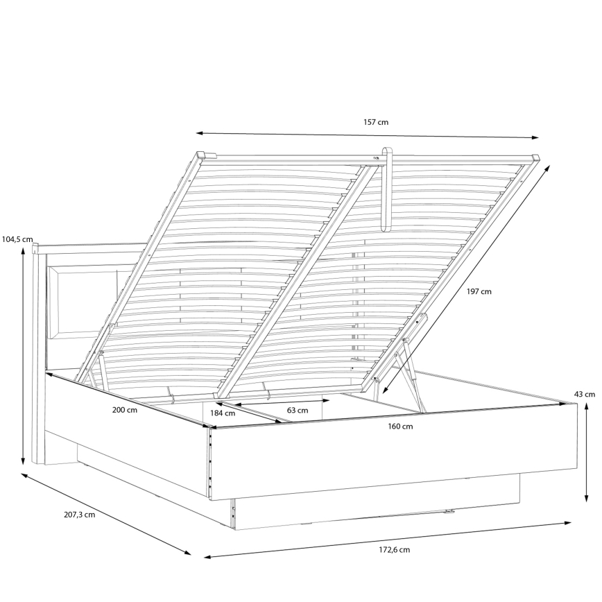 Divguļamā gulta OREN 160x200 cm ar uzglabāšanas nodalījumu, brūna/melna