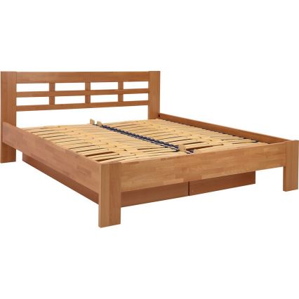 Divgultņa gulta no masīvkoka ar uzglabāšanas vietu ANGELA 180x200 cm plūme