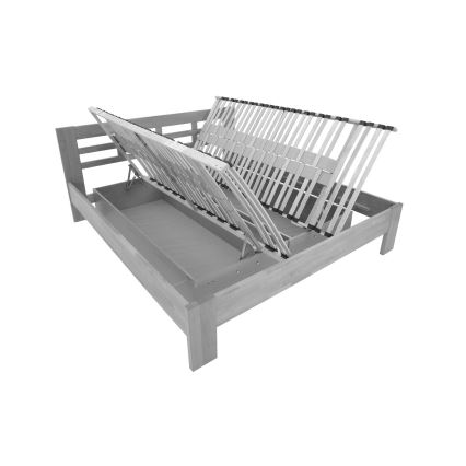 Divgultņa gulta no masīvkoka ar uzglabāšanas vietu ANGELA 180x200 cm plūme