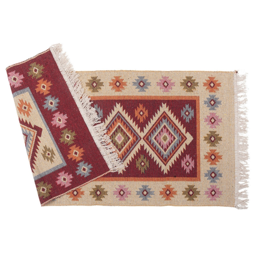 Divpusējs orientālais paklājs KILIM 80x150 cm sarkans/bēšs