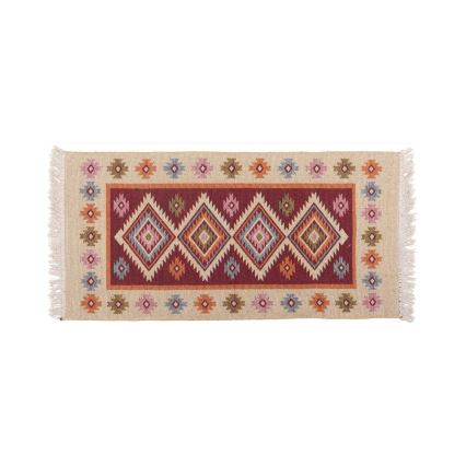 Divpusējs orientālais paklājs KILIM 80x150 cm sarkans/bēšs