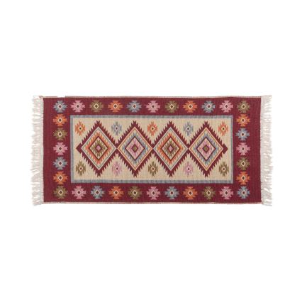 Divpusējs orientālais paklājs KILIM 80x150 cm sarkans/bēšs