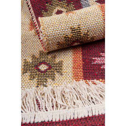 Divpusējs orientālais paklājs KILIM 80x150 cm sarkans/bēšs