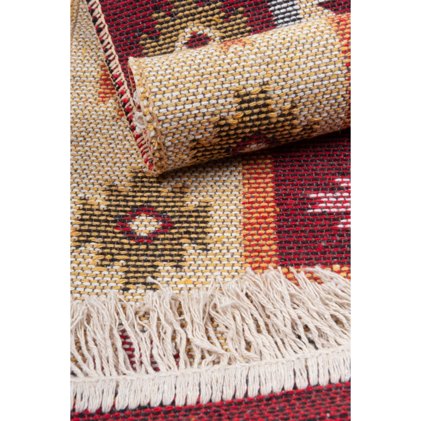 Divpusējs orientālais paklājs KILIM 80x150 cm sarkans/bēšs