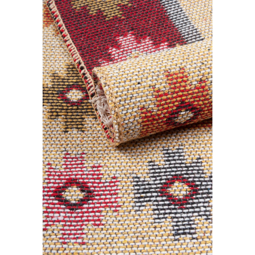Divpusējs orientālais paklājs KILIM 80x150 cm sarkans/bēšs