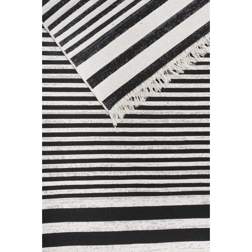 Divpusējs paklājs KILIM GOLD 80x150 cm melns/balts