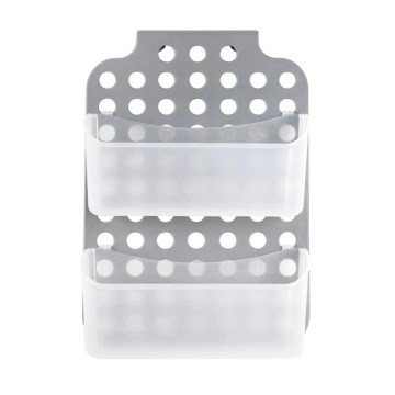 Divstāvu dušas plaukts 12x35,5 cm pelēks/balts