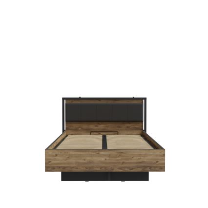 Divvietīga gulta ar uzglabāšanas nodalījumu OREN 140x200 cm brūna/melna