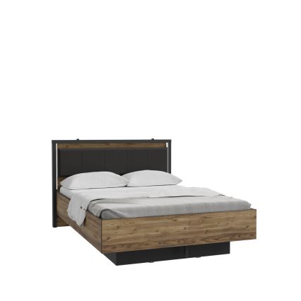 Divvietīga gulta ar uzglabāšanas nodalījumu OREN 140x200 cm brūna/melna