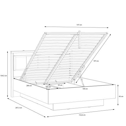 Divvietīga gulta ar uzglabāšanas nodalījumu OREN 140x200 cm brūna/melna