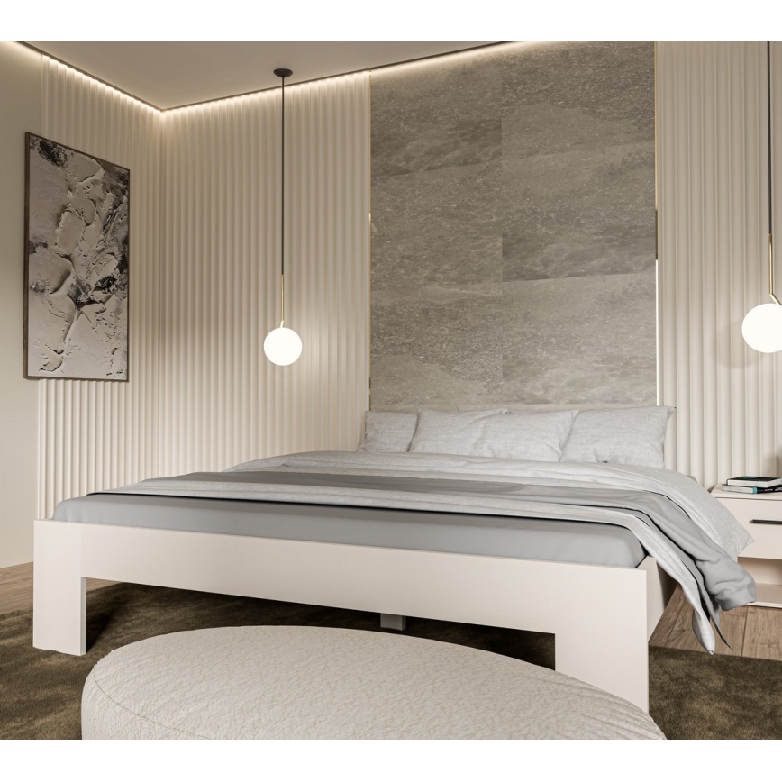 Divvietīga gulta PIROA 180x200 cm bēšā krāsā