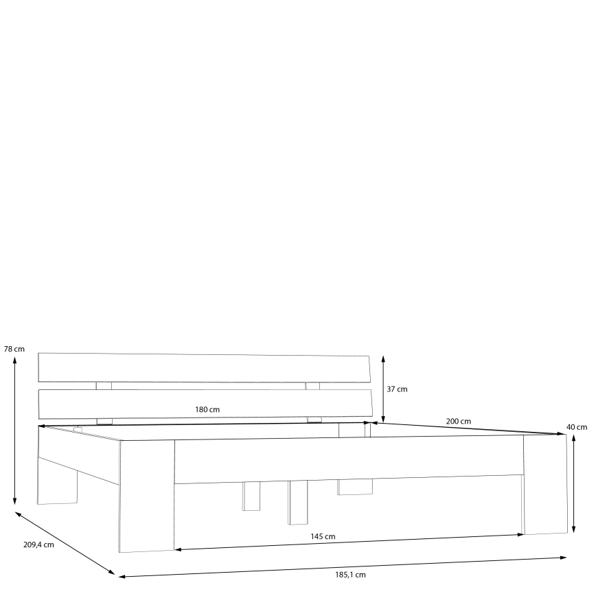 Divvietīga gulta PIROA 180x200 cm bēšā krāsā