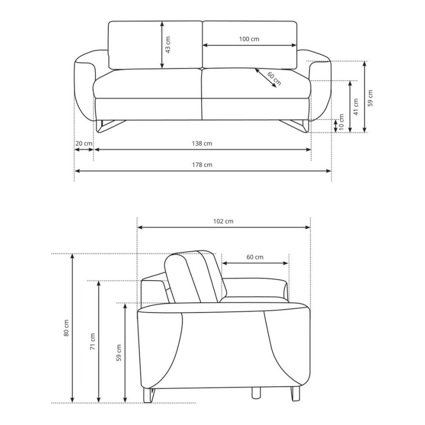 Divvietīgs dīvāns AVESTA pelēks