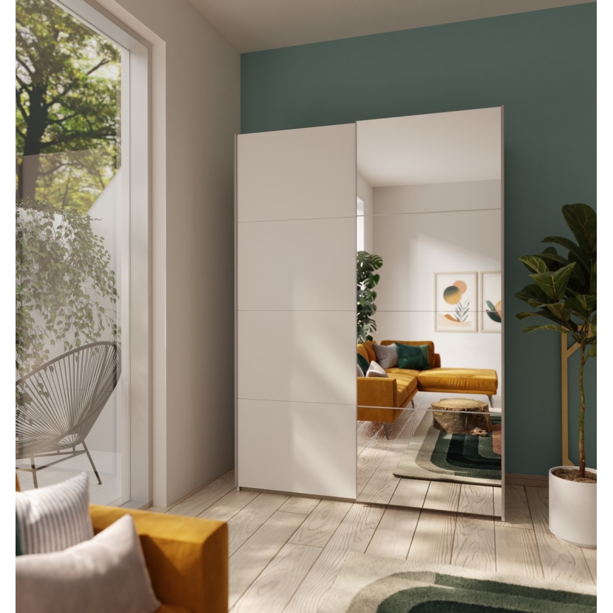 Drēbju skapis ar spoguli KARO 150x210 cm balts