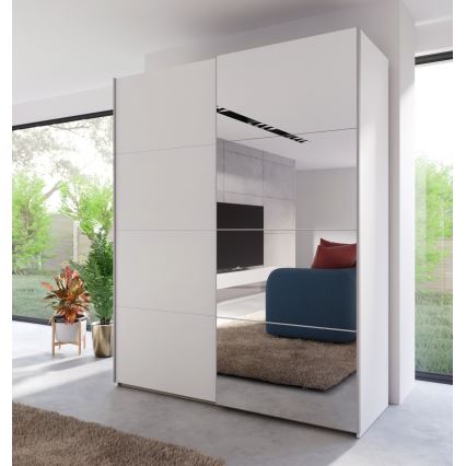 Drēbju skapis ar spoguli KARO 170x210 cm balts