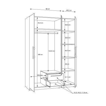 Drēbju skapis ar spoguli MARO 150x213 cm artisan ozols