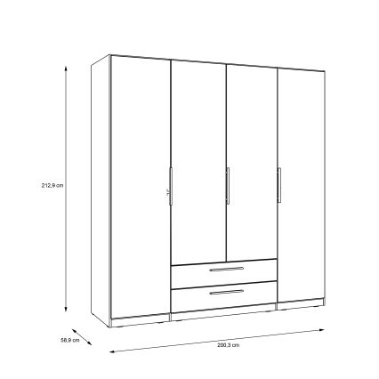 Drēbju skapis ar spoguli MARO, 200x213 cm, Artisan ozols