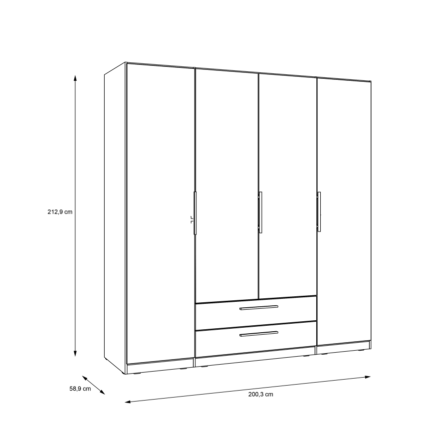 Drēbju skapis ar spoguli MARO 200x213 cm ozols Artisan