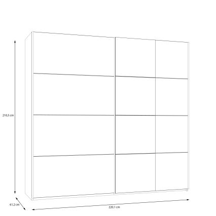 Drēbju skapis ar spoguli ODEN 220x210 cm, bēšs