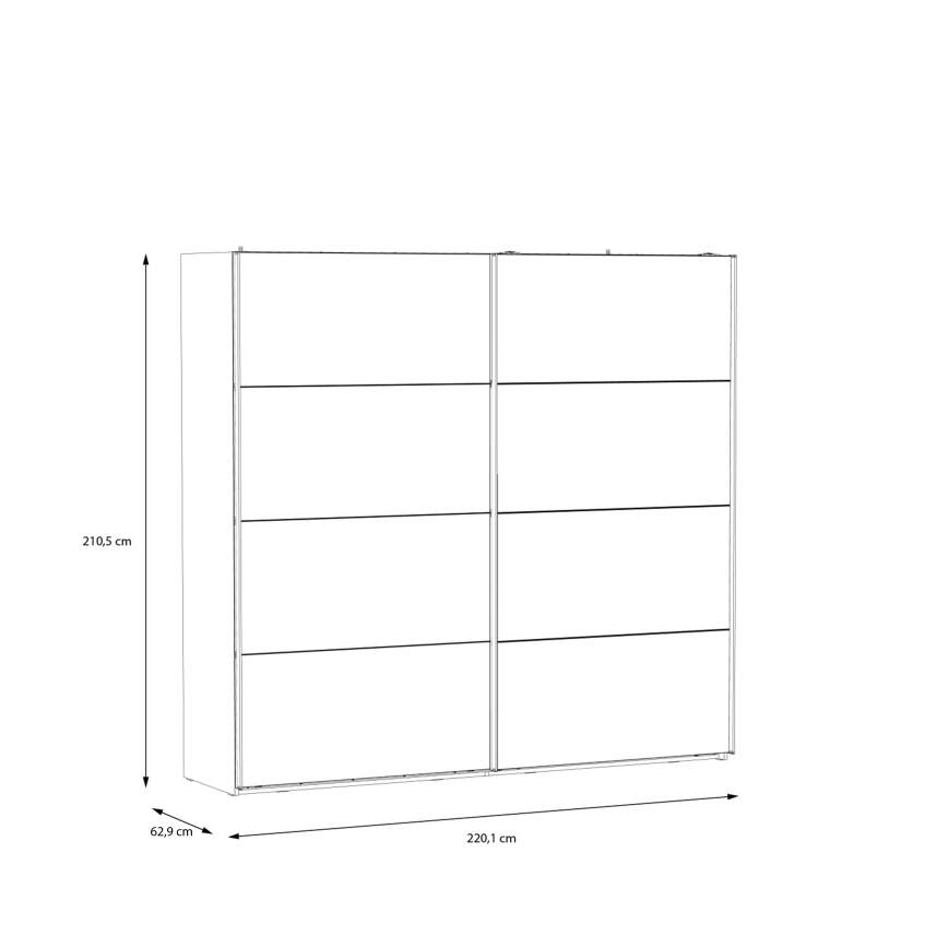 Drēbju skapis ar spoguli OREN 220x210 cm Artisan ozols