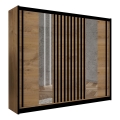Drēbju skapis ar spoguli SANTINO 250x215 cm craft ozols/melns