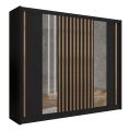 Drēbju skapis ar spoguli SANTINO 250x215 cm melns/ozols craft