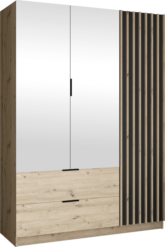 Drēbju skapis ar spoguli VISTA 150x215 cm ozols artisan/grafīts