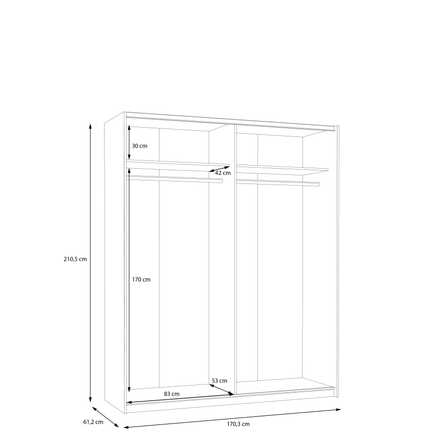 Drēbju skapis KARO 170x210 cm pelēks/zaļš