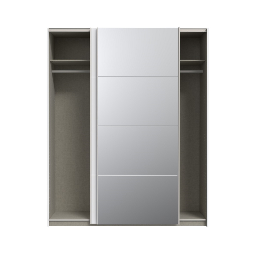 Drēbju skapis KARO ar spoguli, 170 x 210 cm, balts