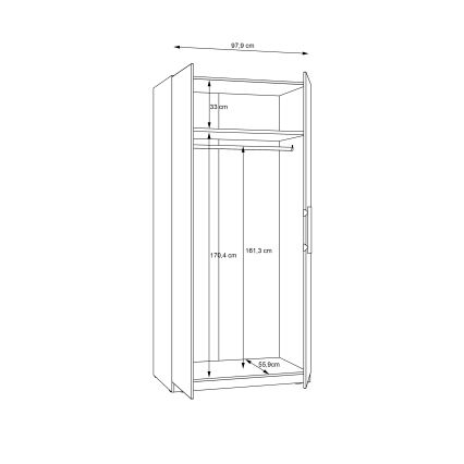 Drēbju skapis MARO 100x213 cm Artisan ozols