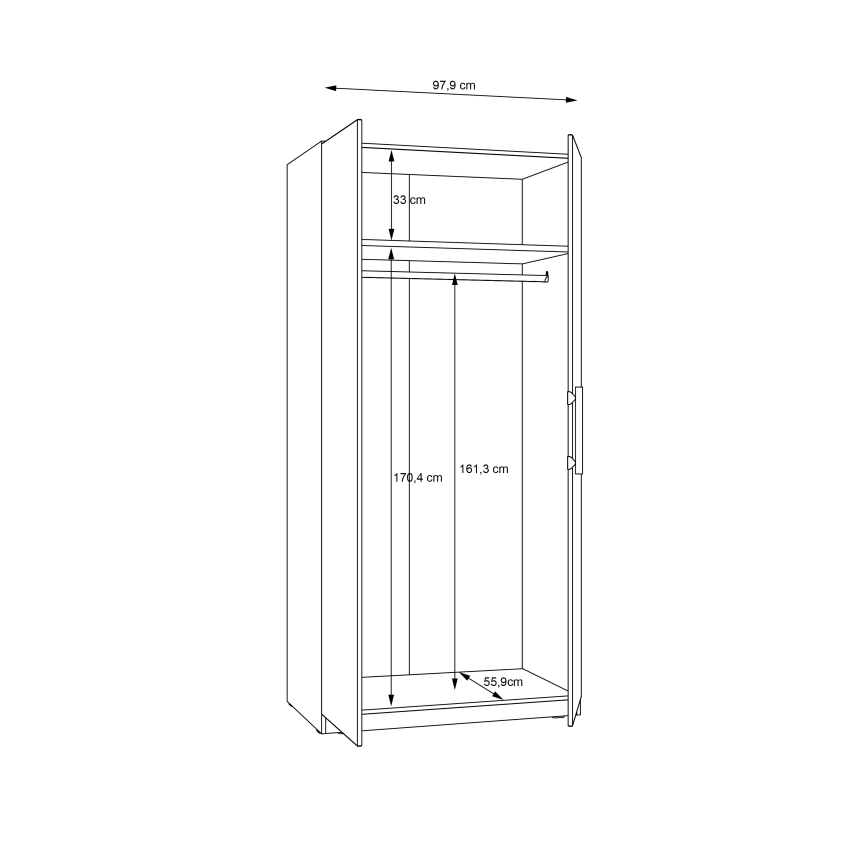 Drēbju skapis MARO 100x213 cm Artisan ozols