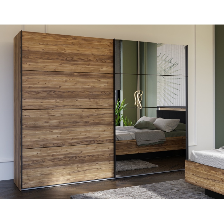 Drēbju skapis OREN ar spoguli, 270x210 cm, artisan ozols