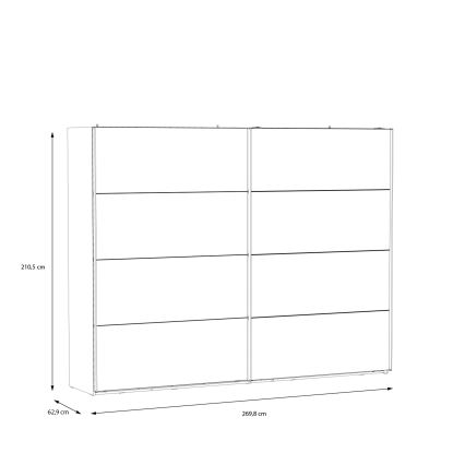 Drēbju skapis OREN ar spoguli, 270x210 cm, artisan ozols