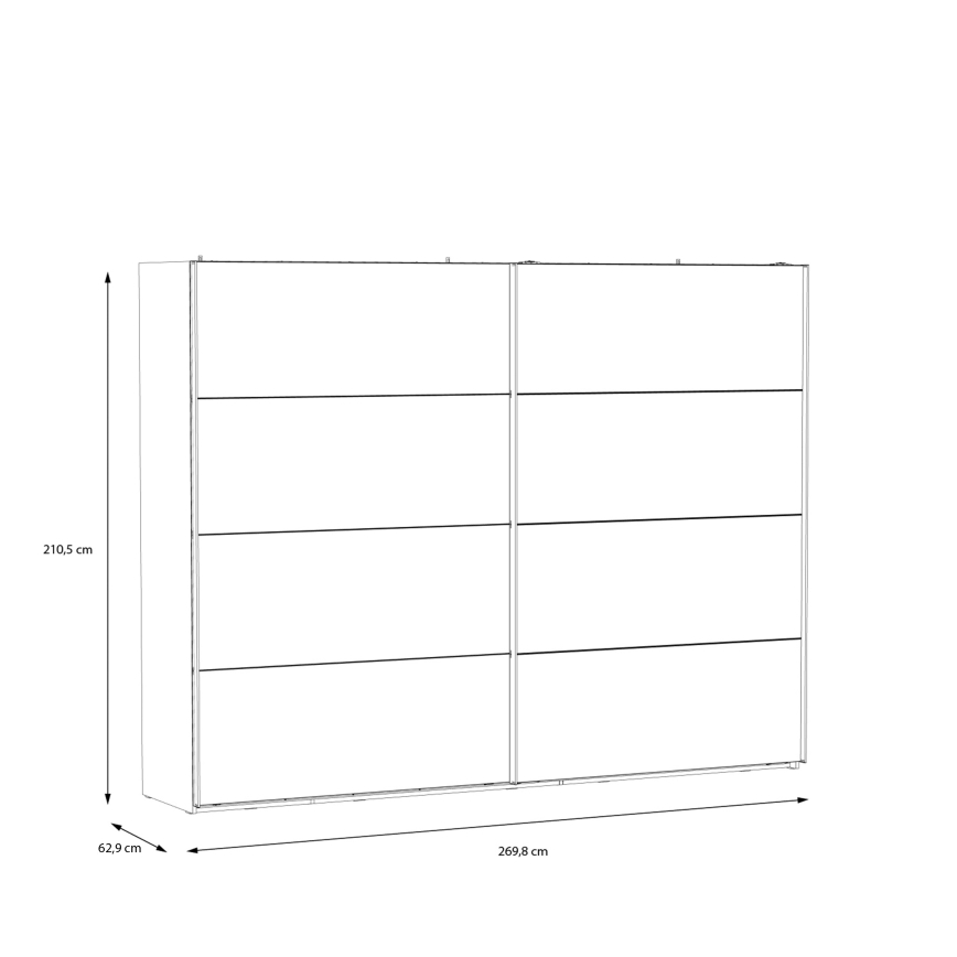 Drēbju skapis OREN ar spoguli, 270x210 cm, artisan ozols