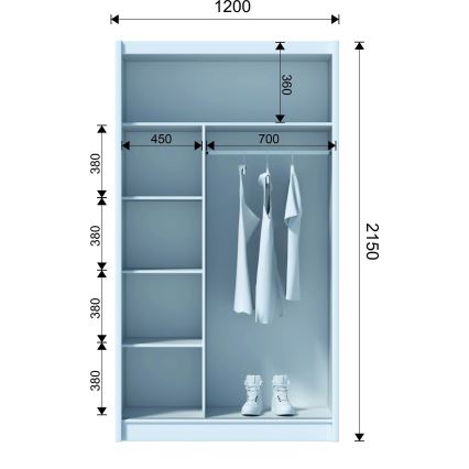 Drēbju skapis SABRINA 120x215 cm ozols sonoma