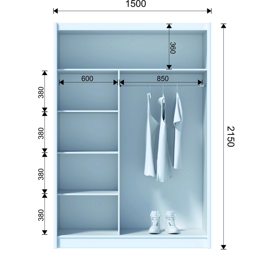 Drēbju skapis SABRINA 150x215 cm ozols sonoma