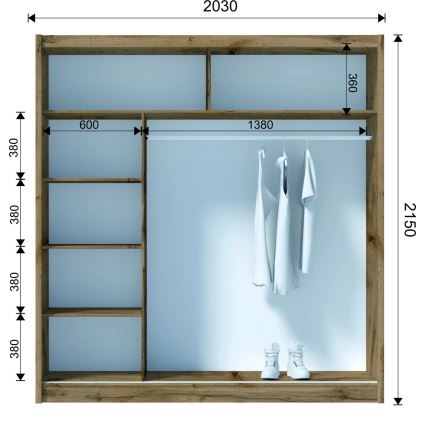 Drēbju skapis SABRINA 203x215 cm ozols woltan