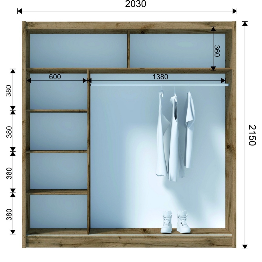 Drēbju skapis SABRINA 203x215 cm ozols woltan
