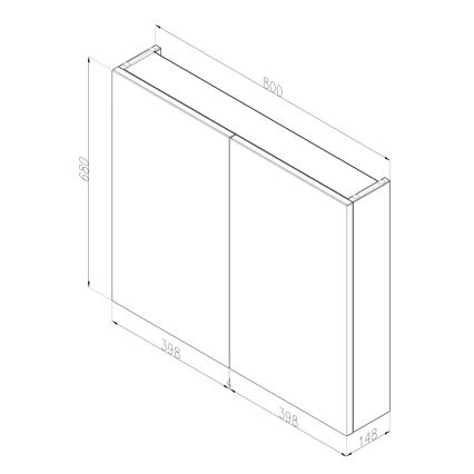 Dřevojas - NEXI 80x68 cm vannas istabas spoguļskapis, balts