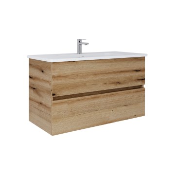 Dřevojas - Vannas istabas skapītis ar izlietni BANO 100x47 cm ozols/balts