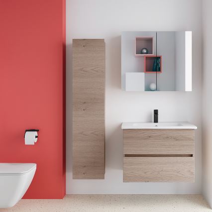 Dřevojas - Vannas istabas spoguļskapis NEXI 80x68 cm tumšais ozols