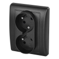 Dubultā mājas kontaktligzda 250V/16A antracīta