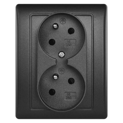 Dubultā mājas kontaktligzda 250V/16A antracīta