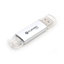 Dubultā zibatmiņa USB + MicroUSB 32GB Sudraba