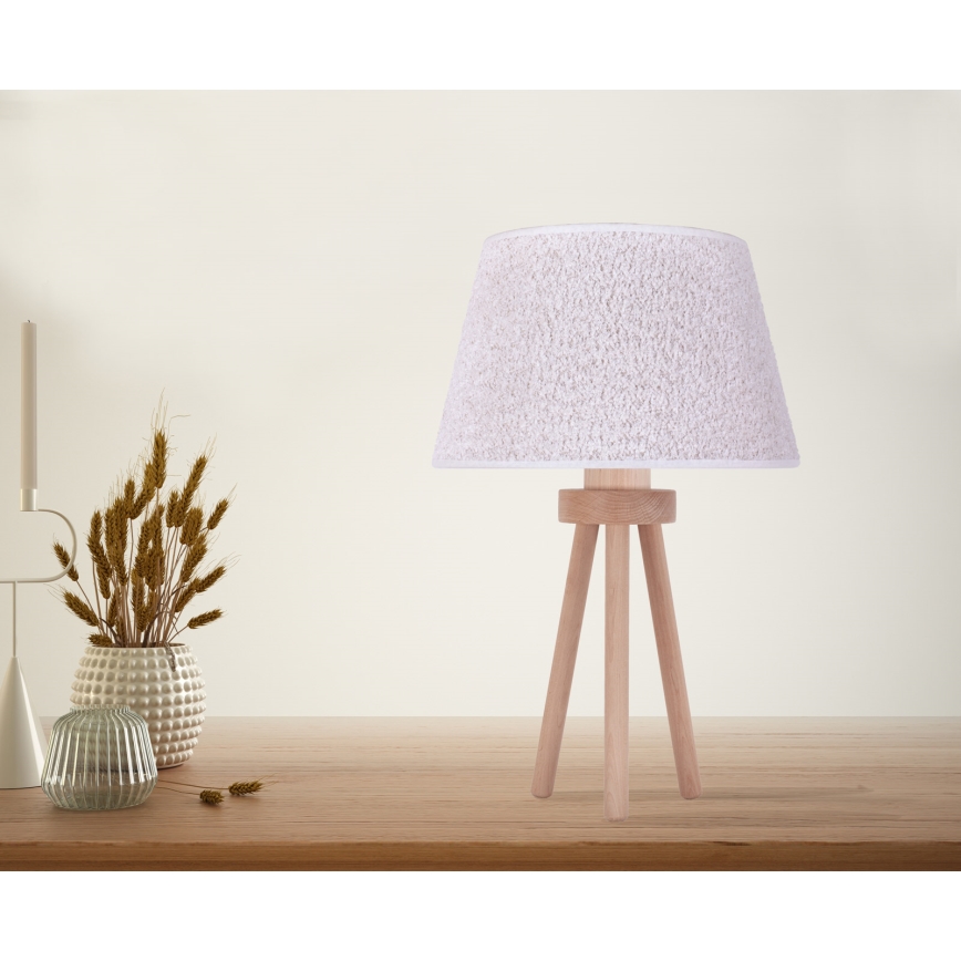 Duolla - Galda lampa BOUCLE 1xE27/15W/230V d. 28 cm balta/koks