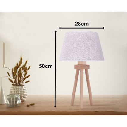 Duolla - Galda lampa BOUCLE 1xE27/15W/230V d. 28 cm balta/koks