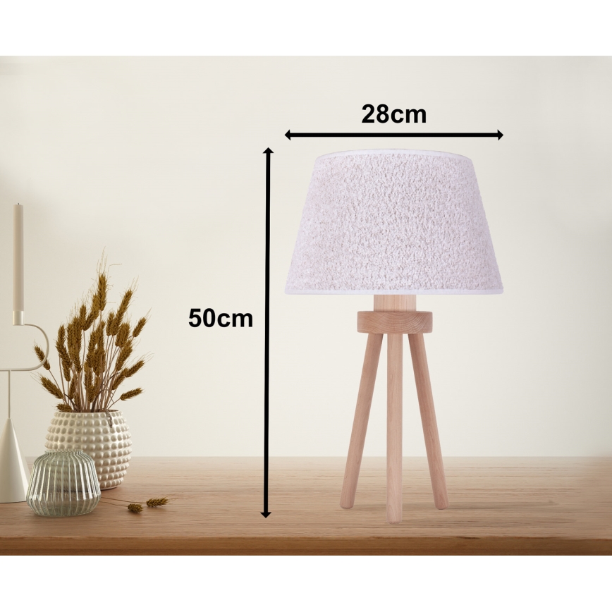 Duolla - Galda lampa BOUCLE 1xE27/15W/230V d. 28 cm balta/koks