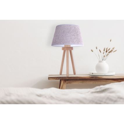 Duolla - Galda lampa BOUCLE 1xE27/15W/230V d. 28 cm pelēka/koks